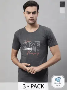 MACK JONNEY Pack Of 3 Typography Printed Cotton T-shirts