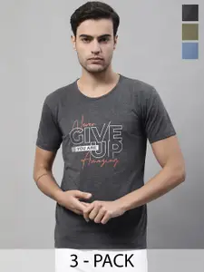 MACK JONNEY Pack Of 3 Typography Printed Cotton T-shirts