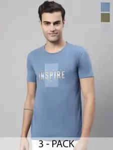 MACK JONNEY Pack Of 3 Typography Printed Cotton T-shirts