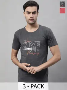 MACK JONNEY Pack Of 3 Typography Printed Cotton T-shirts