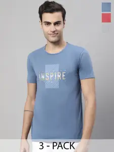 MACK JONNEY Pack Of 3 Typography Printed Cotton T-Shirt