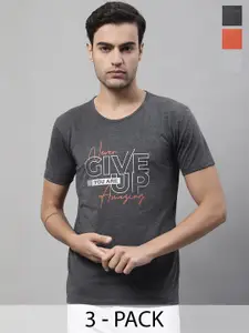 MACK JONNEY Pack of 3 Typography Printed Cotton T-shirts