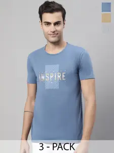 MACK JONNEY Pack of 3 Typography Printed Cotton T-shirts