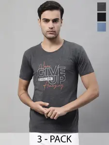 MACK JONNEY Pack Of 3 Typography Printed Cotton T-Shirts