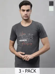 MACK JONNEY Pack Of 3 Typography Printed Cotton T-shirts