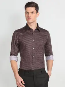 Arrow Floral Printed Spread Collar Pure Cotton Casual Shirt