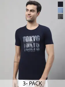 MACK JONNEY Pack Of 3 Typography Printed Cotton T-shirt