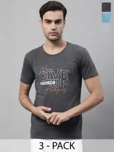 MACK JONNEY Pack Of 3 Typography Printed Cotton T-shirts