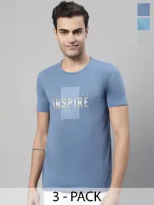 MACK JONNEY Pack Of 3 Typography Printed Cotton T-shirts