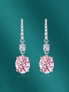 Designs & You Silver-Plated CZ-Studded Oval Drop Earrings