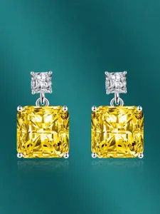 Designs & You Silver Plated CZ-Studded Square Shaped Stud Earrings