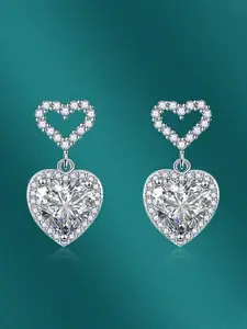 Designs & You Silver-Toned Heart Shaped Drop Earrings