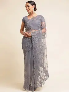 kasee Floral Embroidered Net Saree