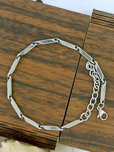 NAKABH Men Set of 2 Silver-Plated Link Bracelet