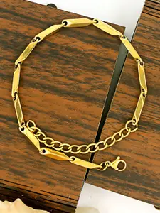 NAKABH Men Set of 2 Silver-Plated & Gold-Plated Link Bracelets
