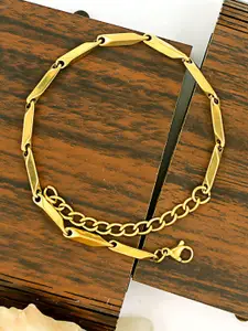 NAKABH Men Set of 2 Gold-Plated Stainless Steel Link Bracelet