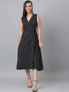 KALINI V-Neck Ethnic Motifs A-Line Midi Dress