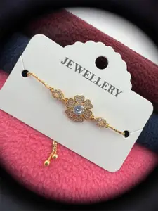 The Pari Rose Gold-Plated American Diamond Studded Cuff Bracelet