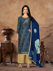 KALINI Leheriya Printed Embellished Unstitched Dress Material
