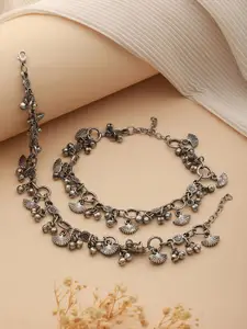 Jazz and Sizzle Set Of 2 Silver-Plated Anklets