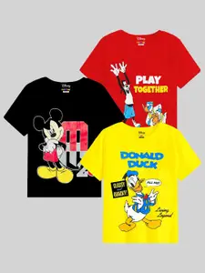 KUCHIPOO Boys Pack Of 3 Mickey & Friends Printed T-shirt