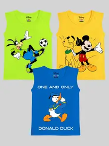 KUCHIPOO Boys Pack Of 3 Mickey & Friends Printed Sleeveless T-shirt