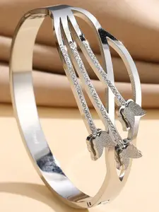 MYKI Silver-Plated Cubic Zirconia Bangle-Style Bracelet