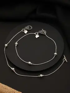Jazz and Sizzle Set of 2 Silver-Plated Beaded Anklets