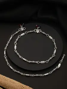 Jazz and Sizzle Set Of 2 Silver-Plated Anklets
