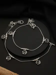 Jazz and Sizzle Set Of 2 Silver-Plated Anklets