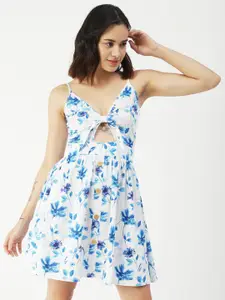 Moomaya Floral Print Cotton Fit & Flare Mini Dress