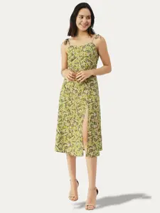 Moomaya Floral Print Fit & Flare Midi Dress