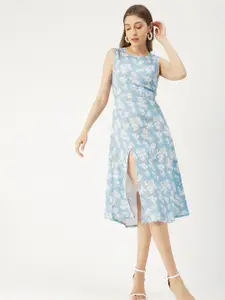 Moomaya Floral Printed Round Neck A-Line Dress