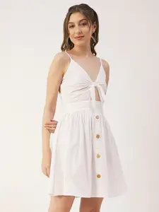 Moomaya Solid Cut-out Fit & Flare Dress