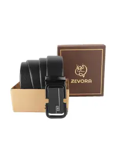 ZEVORA Men Black Leather Belt