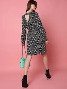 Vero Moda Floral Printed A-Line Dress With Belt