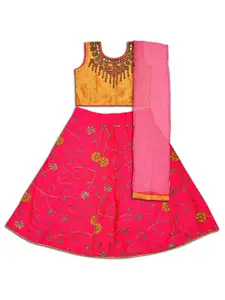Wish Karo Girls Embroidered Beads and Stones Ready to Wear Lehenga & Blouse With Dupatta