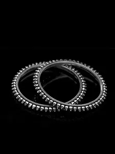 The Pari Set Of 2 Oxidised Silver-plated Bangles