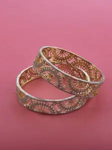 The Pari Set Of 2 Silver-Plated AD-Studded Bangles