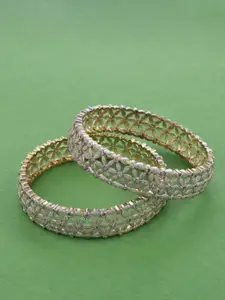 The Pari Set Of 2 Silver-Plated AD-Studded Criss Cross Bangles