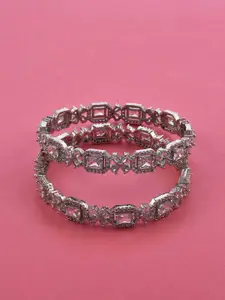 The Pari Set Of 2 Rhodium-Plated AD-Studded Bangles