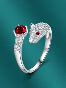 Designs & You Silver-Plated CZ-Studded Adjustable Finger Ring