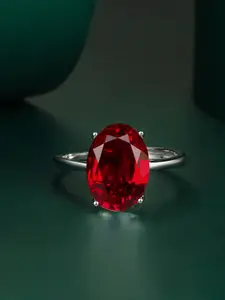 Designs & You Silver-Plated CZ-Studded Adjustable Finger Ring