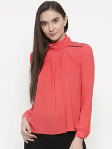 Deal Jeans Women Coral Red Solid Top