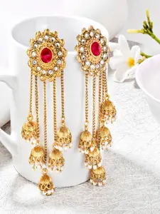 Shining Diva Gold-Toned & Pink Classic Jhumkas