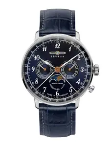 ZEPPELIN Men Patterned Dial & Leather Textured Straps Analogue Watch 70363