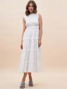 Femella Round Neck Cotton Fit & Flare Midi Dress