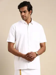 Ramraj Spread Collar Regular Fit Pure Cotton Casual Shirt