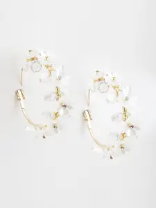 ODETTE Gold-Plated Stone-Studded Floral Hoop Earrings