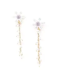 ODETTE Gold-Plated Stone Studded Classic Drop Earrings